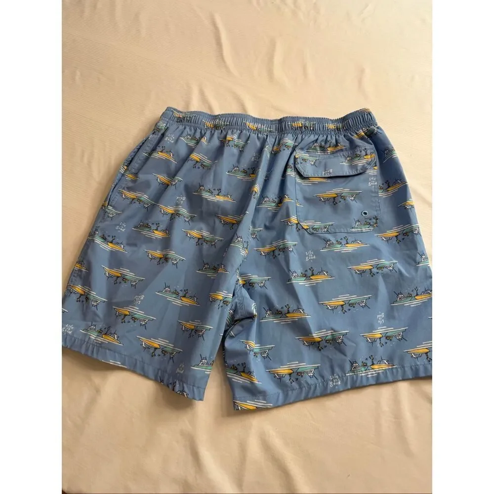Life Is Good Men’s Jake Boating Blue Swim Trunks Size XL